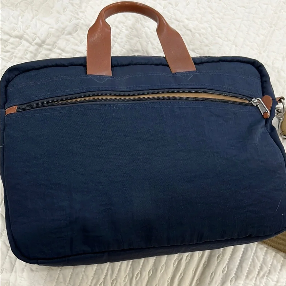 Jcrew Men’s Canvas & Leather Messenger Bag - Navy Blue
